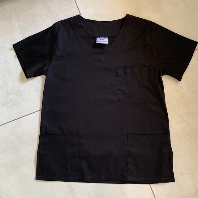 BLACK SATEEN Scrub Top (Unisex) - Image 2