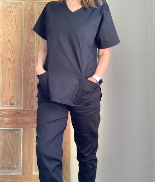 BLACK SATEEN Scrub Top (Unisex) - Image 4