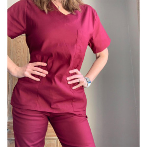 BURGUNDY SATEEN Scrub Top (Unisex)