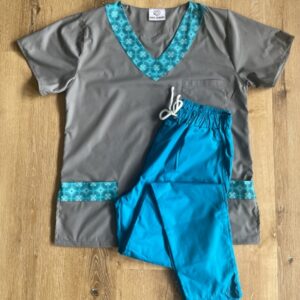 GREY & TURQUOISE SCHWE-SCHWE Scrub Top (Unisex)